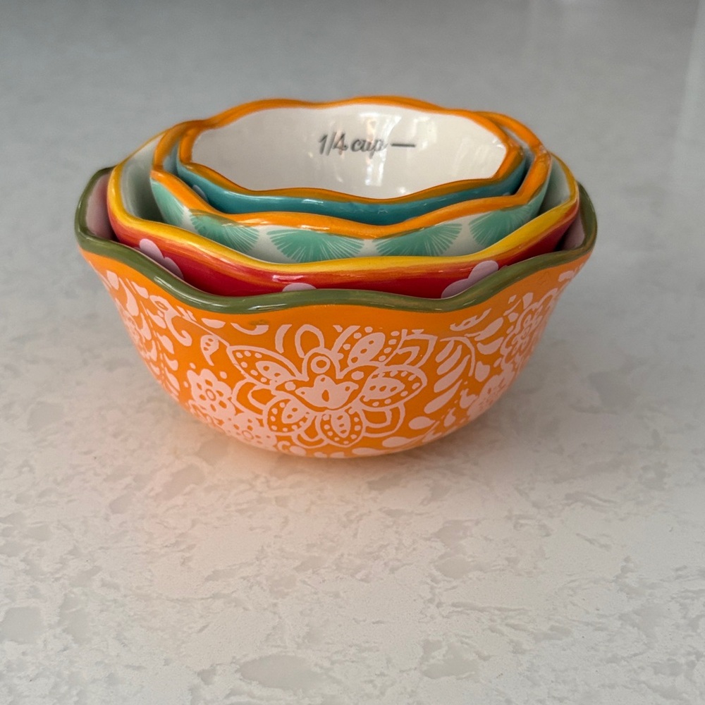 The Pioneer Woman Teal and Orange Ceramic Measuring Cup
